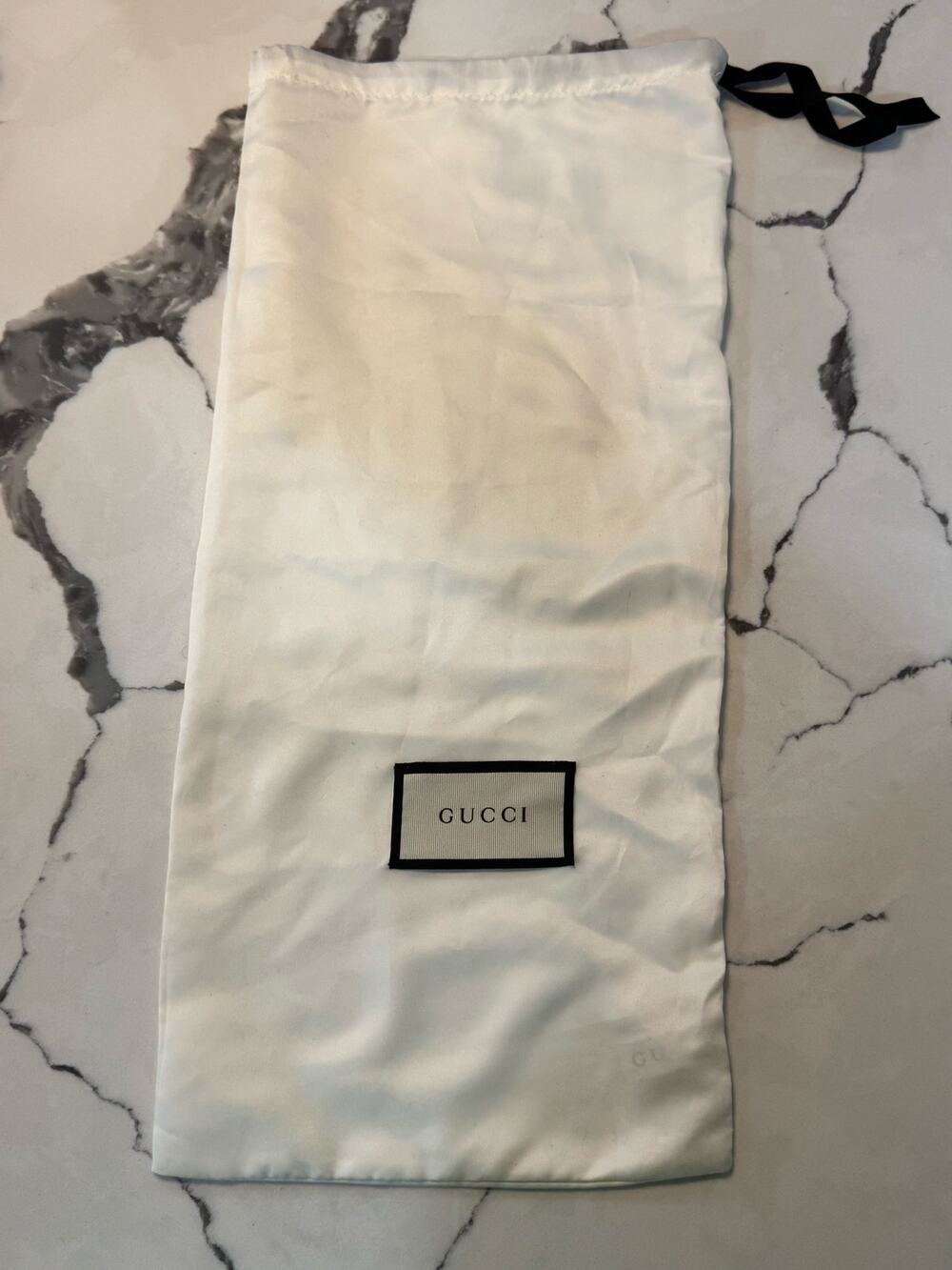 GUCCI - 18” x 8” Inch - Ivory Satin Logo Dust Bag Draw String Authentic Long